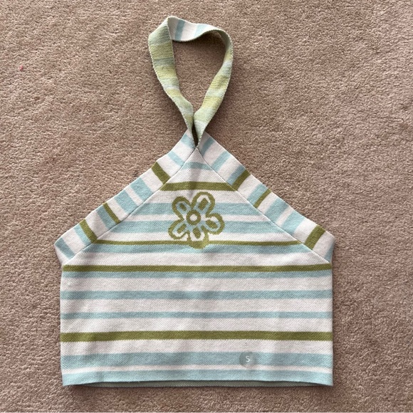 🪴 NWT L.A. Hearts Y2K Floral Stripe Crop Top Small - Picture 1 of 7